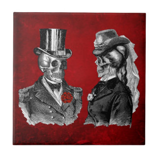 Grunge Skull Skeleton Couple Tile