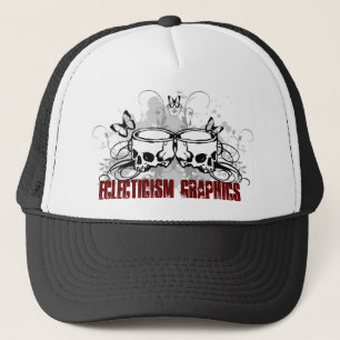 Grunge skulls filigree butterfliy trucker hat
