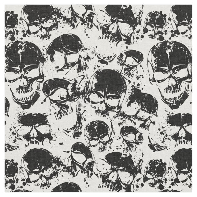 grunge skulls print fabric (Close Up)
