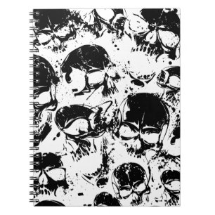 grunge skulls print notebook