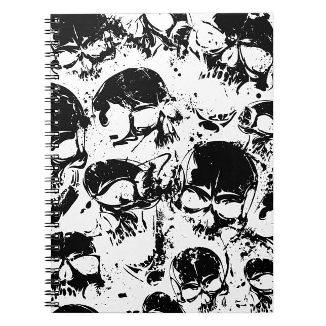 grunge skulls print notebook (Front)