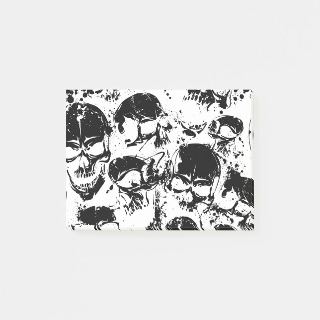 grunge skulls print post-it notes (Front)