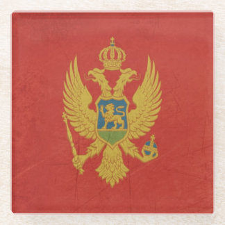 Grunge sovereign state flag of Montenegro Glass Coaster