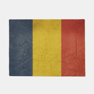 Grunge sovereign state flag of Romania Doormat