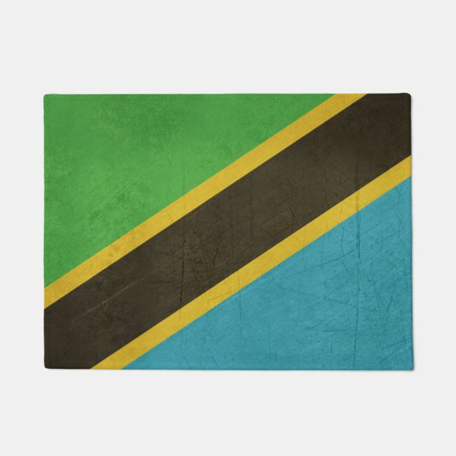 Grunge Sovereign state flag of Tanzania Doormat (Front)