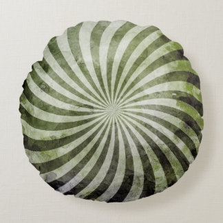 Grunge Spiral Burst Round Cushion