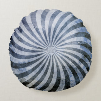 Grunge Spiral Burst Round Cushion