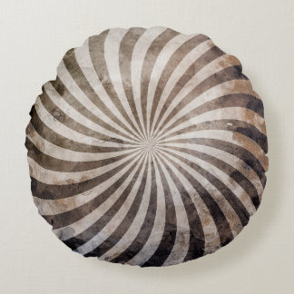 Grunge Spiral Burst Round Cushion