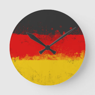 Grunge Splatter Painted Flag of Germany Round Clock