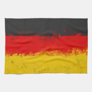 Grunge Splatter Painted Flag of Germany Tea Towel