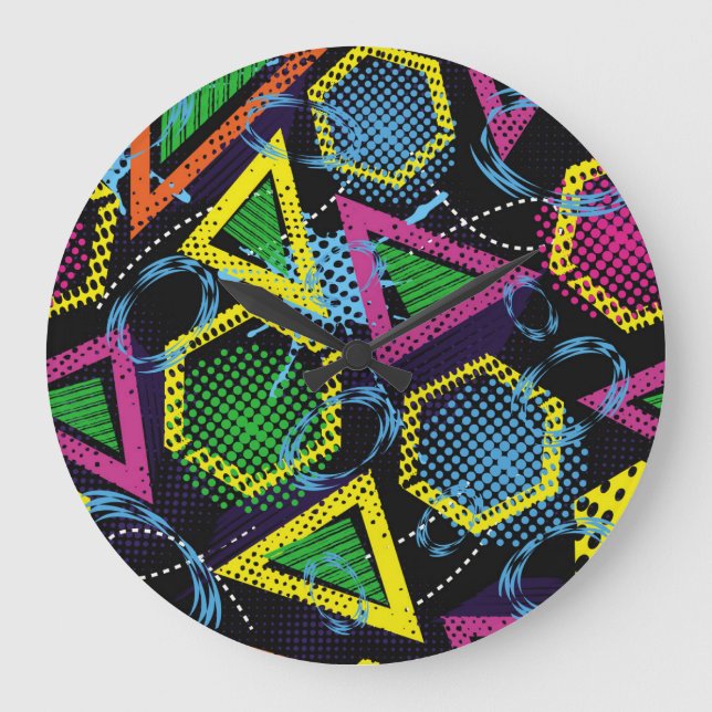 Grunge sport pattern, children's design. large clock (Front)