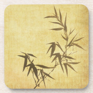 Grunge Stained Bamboo Paper Background Coaster
