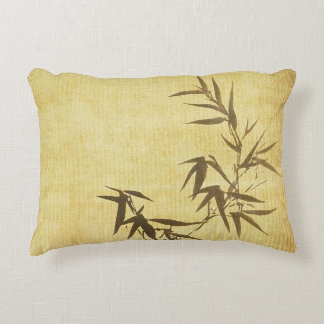 Grunge Stained Bamboo Paper Background Decorative Cushion (Front)