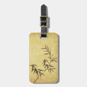 Grunge Stained Bamboo Paper Background Luggage Tag