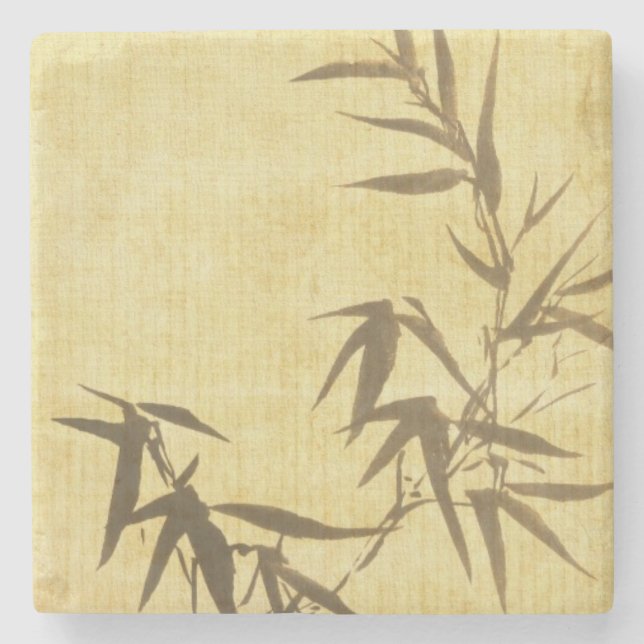 Grunge Stained Bamboo Paper Background Stone Coaster (Front)