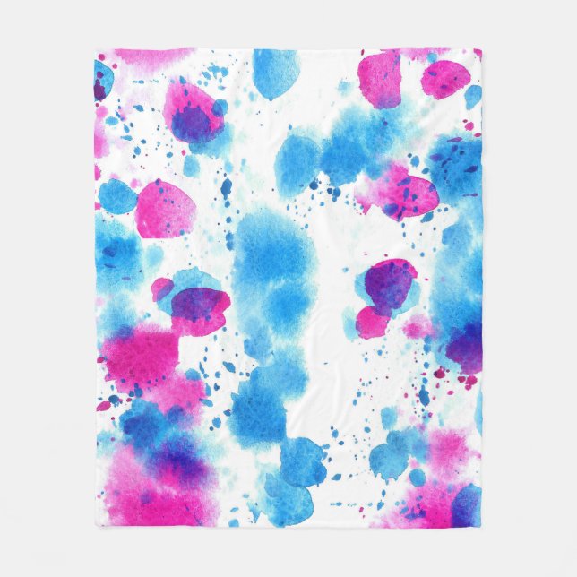 Grunge Stains Watercolor Texture Fleece Blanket (Front)