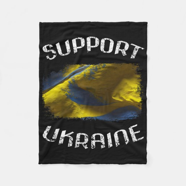 Grunge Stand With Ukraine Statement Piece For Supp Fleece Blanket (Front)