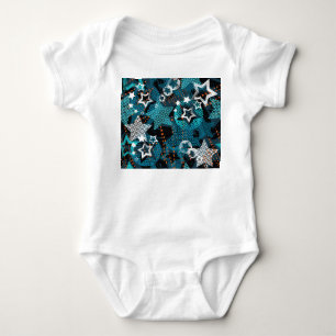 Grunge star pattern, playful children's design. baby bodysuit