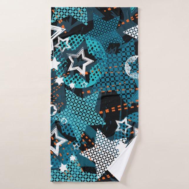 Grunge star pattern, playful children's design. bath towel (Bath Towel)