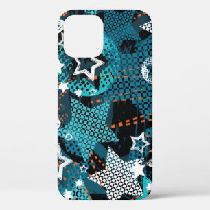 Grunge star pattern, playful children's design. iPhone 12 case