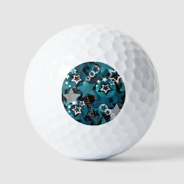 Grunge star pattern, playful children's design. golf balls (Front)