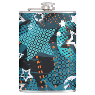 Grunge star pattern, playful children's design. hip flask