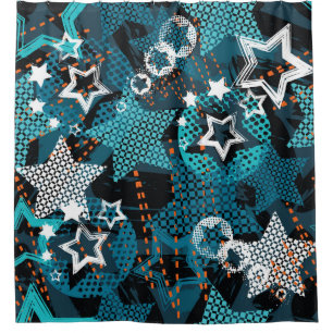 Grunge star pattern, playful children's design. shower curtain