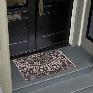 grunge steampunk art deco black silver bohemian doormat