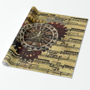 Grunge Steampunk Clocks and Gears Wrapping Paper