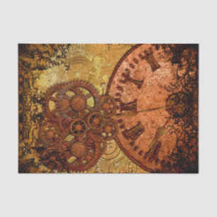 Grunge Steampunk Gear and Clock Tissue Paper