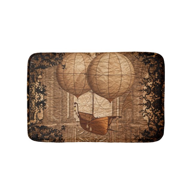 Grunge Steampunk Victorian Airship Bath Mat (Front)