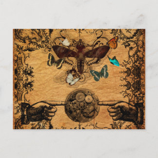 Grunge Steampunk Victorian Butterfly Postcard