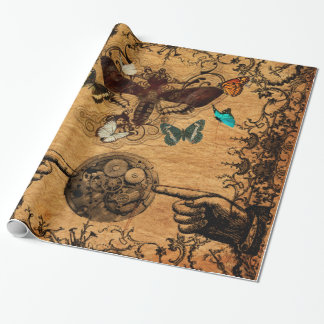 Grunge Steampunk Victorian Butterfly Wrapping Paper