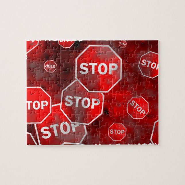 Grunge Stop Sign Jigsaw Puzzle (Horizontal)