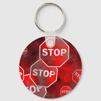 Grunge Stop Signs Key Ring
