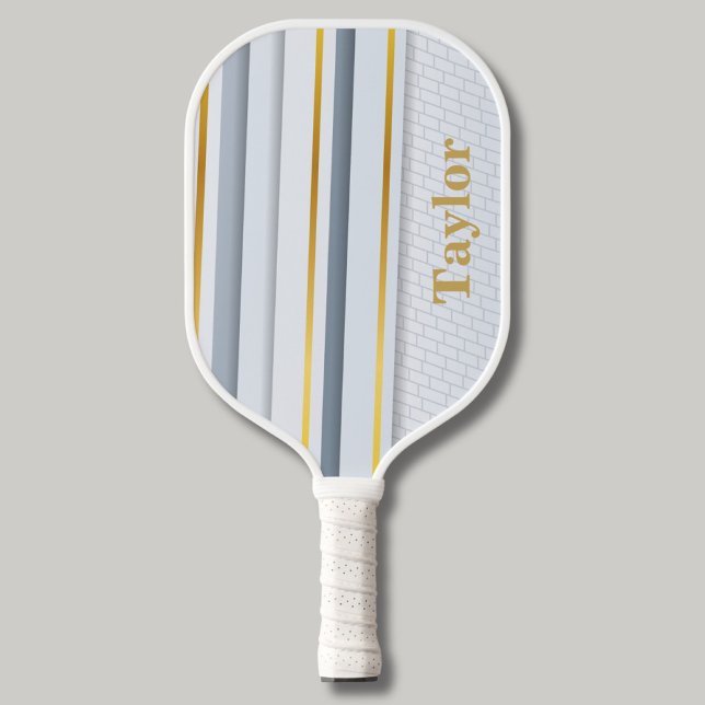 Grunge Stripe and Brick Design Modern Monogram Pickleball Paddle (Creator Uploaded)