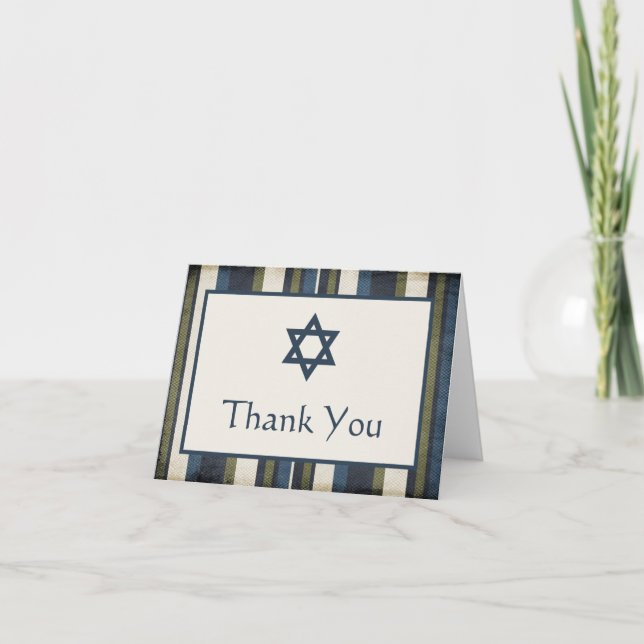 Grunge Stripes Bar Mitzvah Thank You (Front)