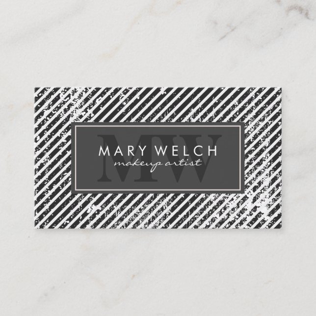 Grunge Stripes Monogram (appointment card) Appointment Card (Front)