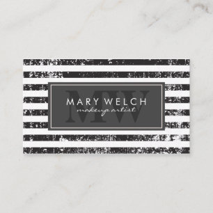 Grunge Stripes Monogram (appointment card) Appointment Card