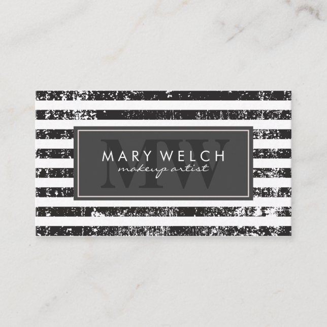 Grunge Stripes Monogram (appointment card) Appointment Card (Front)