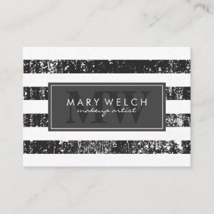 Grunge Stripes Monogram (appointment card) Appointment Card