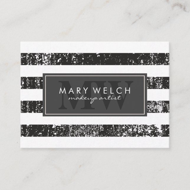 Grunge Stripes Monogram (appointment card) Appointment Card (Front)