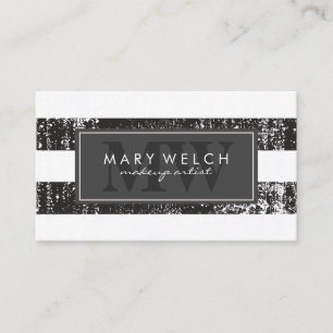 Grunge Stripes Monogram (appointment card) Appointment Card