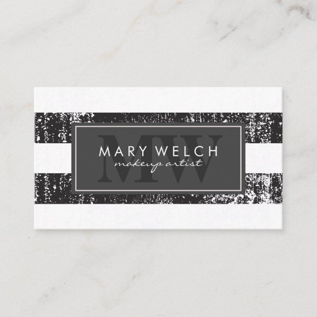 Grunge Stripes Monogram (appointment card) Appointment Card (Front)