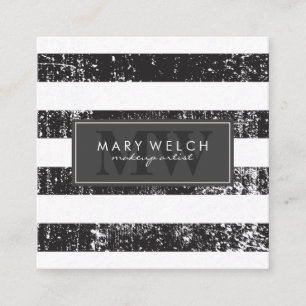 Grunge Stripes Monogram (appointment card) Appointment Card