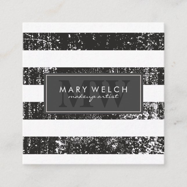 Grunge Stripes Monogram (appointment card) Appointment Card (Front)