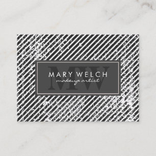 Grunge Stripes Monogram (appointment card) Appointment Card