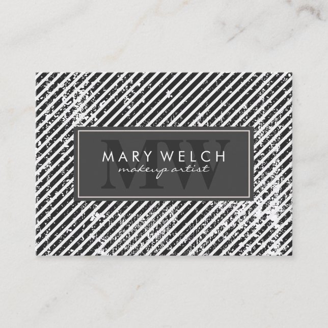 Grunge Stripes Monogram (appointment card) Appointment Card (Front)