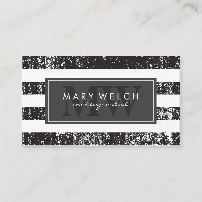 Grunge Stripes Monogram (appointment card) Appointment Card (Front)