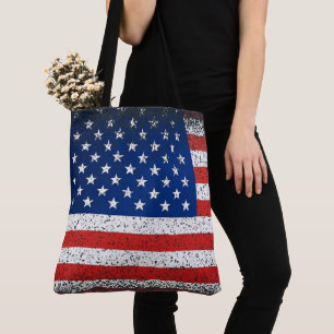 Grunge Style American Flag Tote Bag